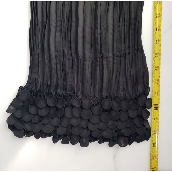 Chico's Chiffon Scarf Crinkle Textured Trim Black 62" Long Unique Event - Picture 7 of 8